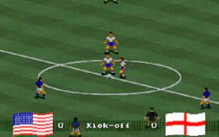 Gameplay screen of FIFA International Soccer (3/8)