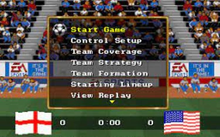 Gameplay screen of FIFA International Soccer (7/8)