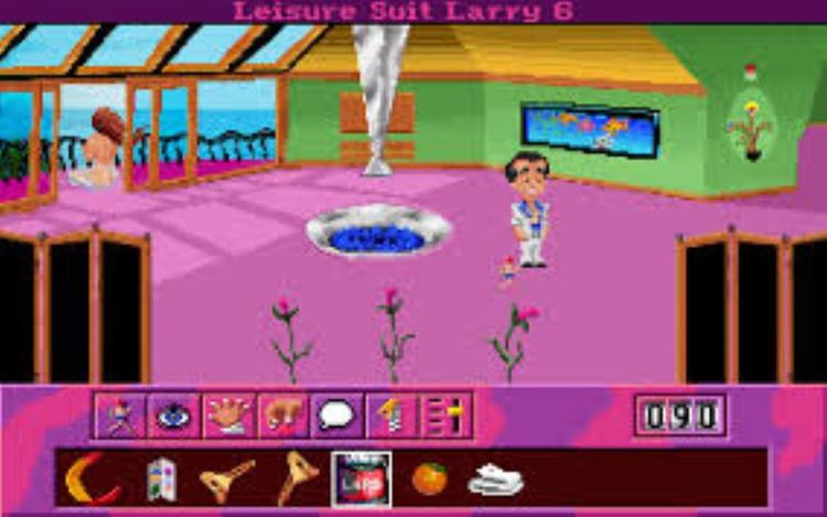 Gameplay screen of Leisure Suit Larry 6 Shape Up or Slip Out! (1/4)