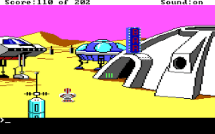 Gameplay screen of Space Quest: Chapter I - The Sarien Encounter (8/8)