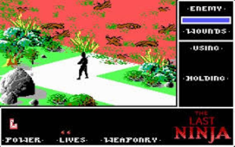 Gameplay screen of The Last Ninja (1/8)