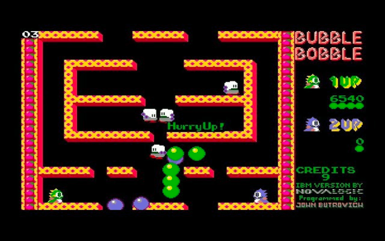 Gameplay screen of Bubble Bobble (7/8)