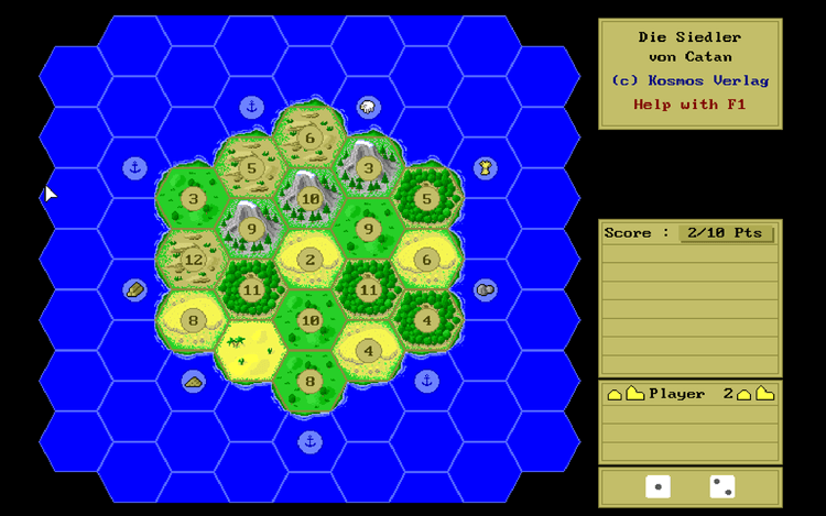 Gameplay screen of Settlers of Catan (2/4)