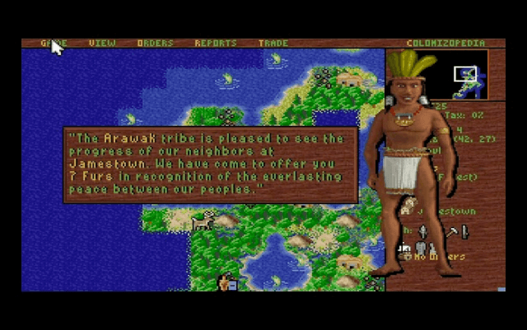 Gameplay screen of Sid Meier's Colonization (7/8)