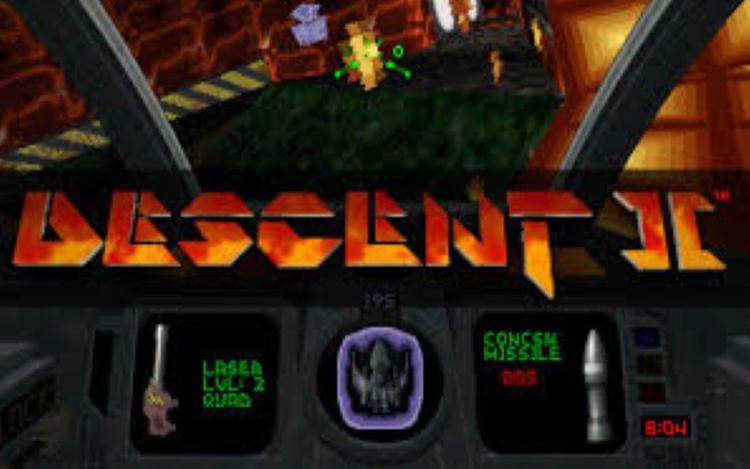 Gameplay screen of Descent II (8/8)