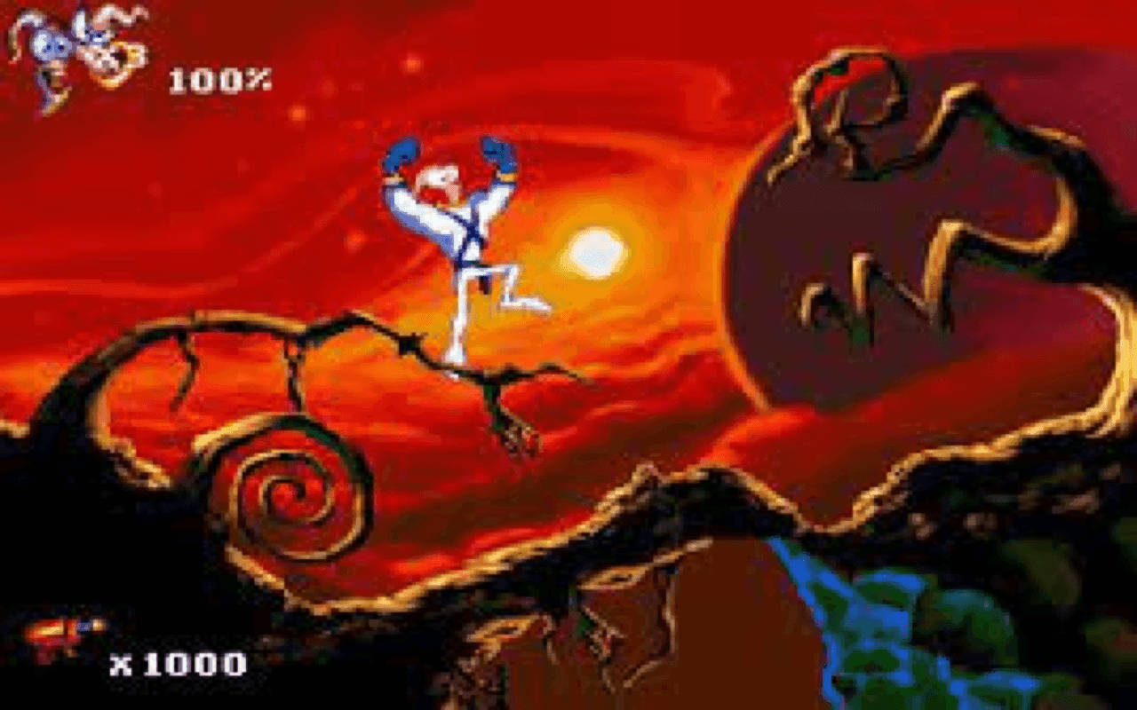 Gameplay screen of Earthworm Jim (7/8)