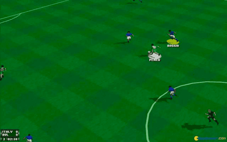Gameplay screen of FIFA Soccer 96 (2/8)