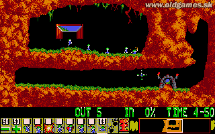 Gameplay screen of Lemmings (5/8)