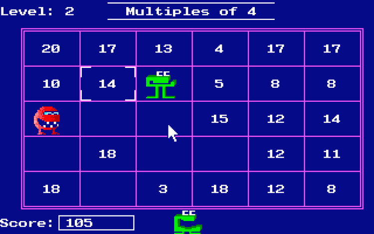 Gameplay screen of Number Munchers (1/8)