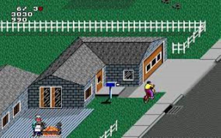 Gameplay screen of Paperboy (5/8)