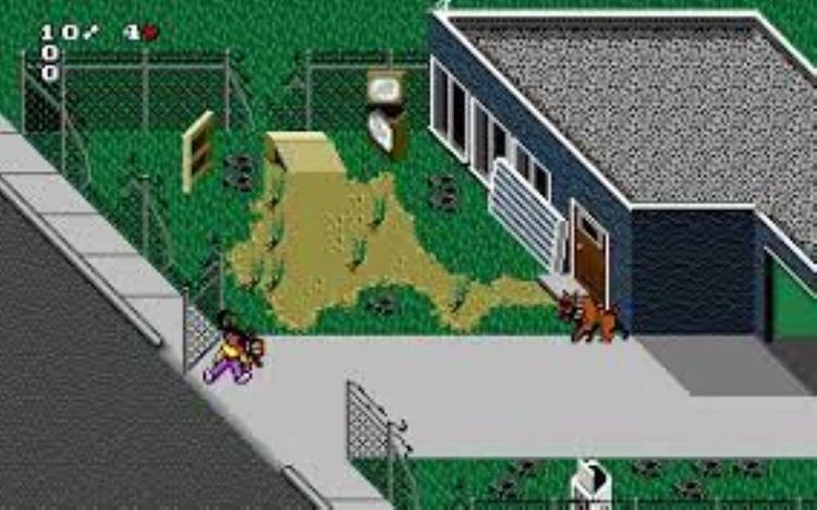 Gameplay screen of Paperboy (2/8)