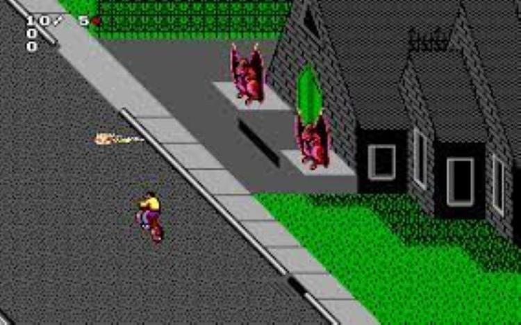 Gameplay screen of Paperboy (1/8)