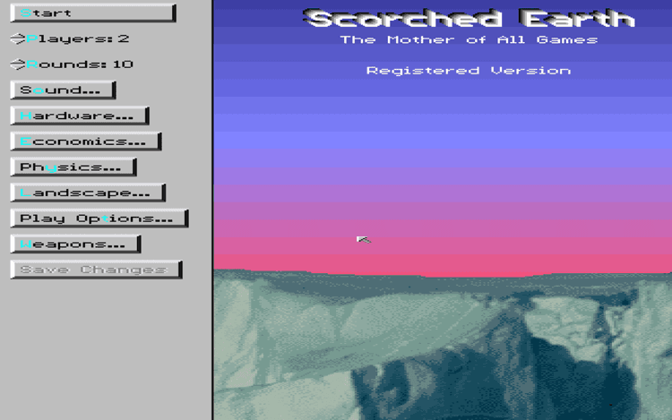 Gameplay screen of Scorched Earth (7/8)