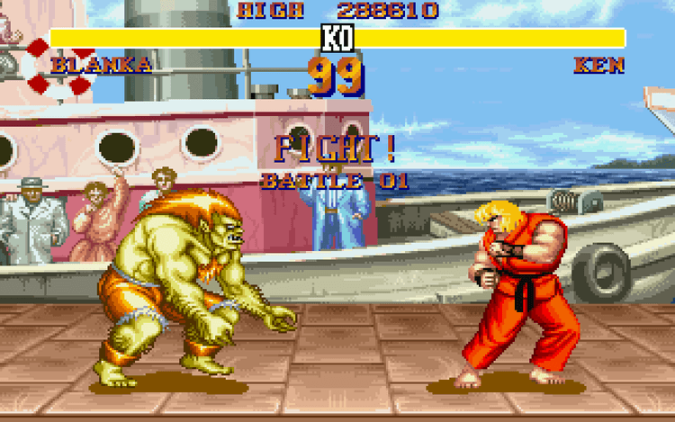 Gameplay screen of Street Fighter II (3/8)
