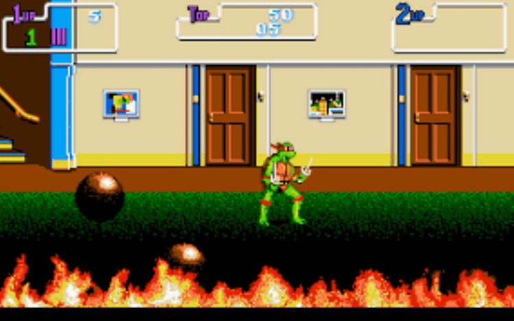 Gameplay screen of Teenage Mutant Ninja Turtles (8/8)
