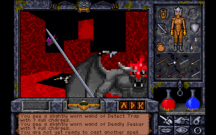 Gameplay screen of Ultima Underworld II: Labyrinth of Worlds (2/8)