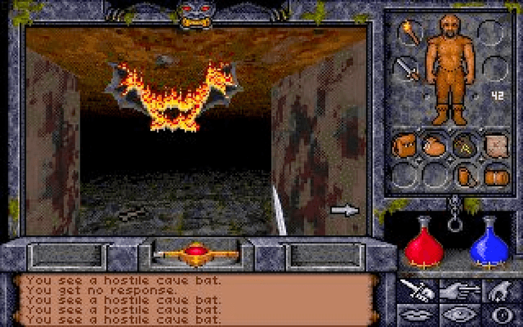 Gameplay screen of Ultima Underworld II: Labyrinth of Worlds (1/8)