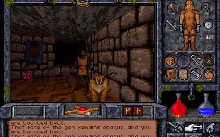 Gameplay screen of Ultima Underworld: The Stygian Abyss (4/8)