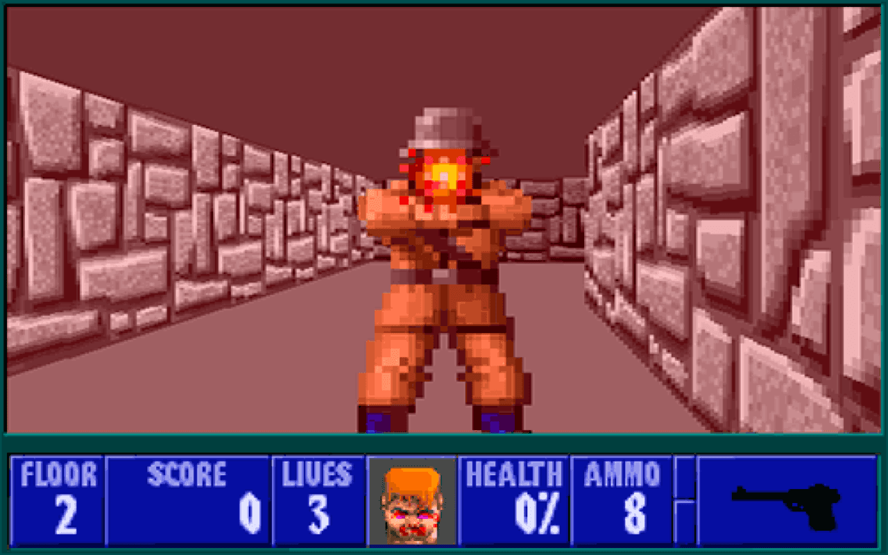 Gameplay screen of Wolfenstein 3D (6/8)