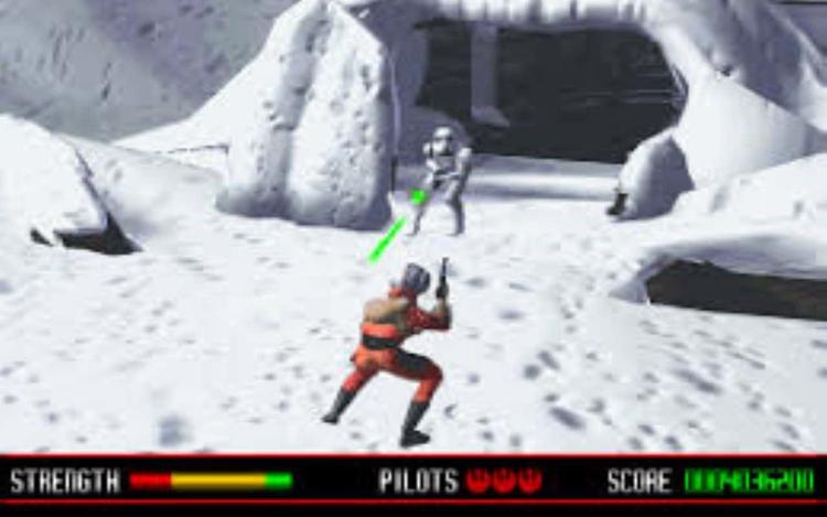 Gameplay screen of Star Wars: Rebel Assault (3/4)