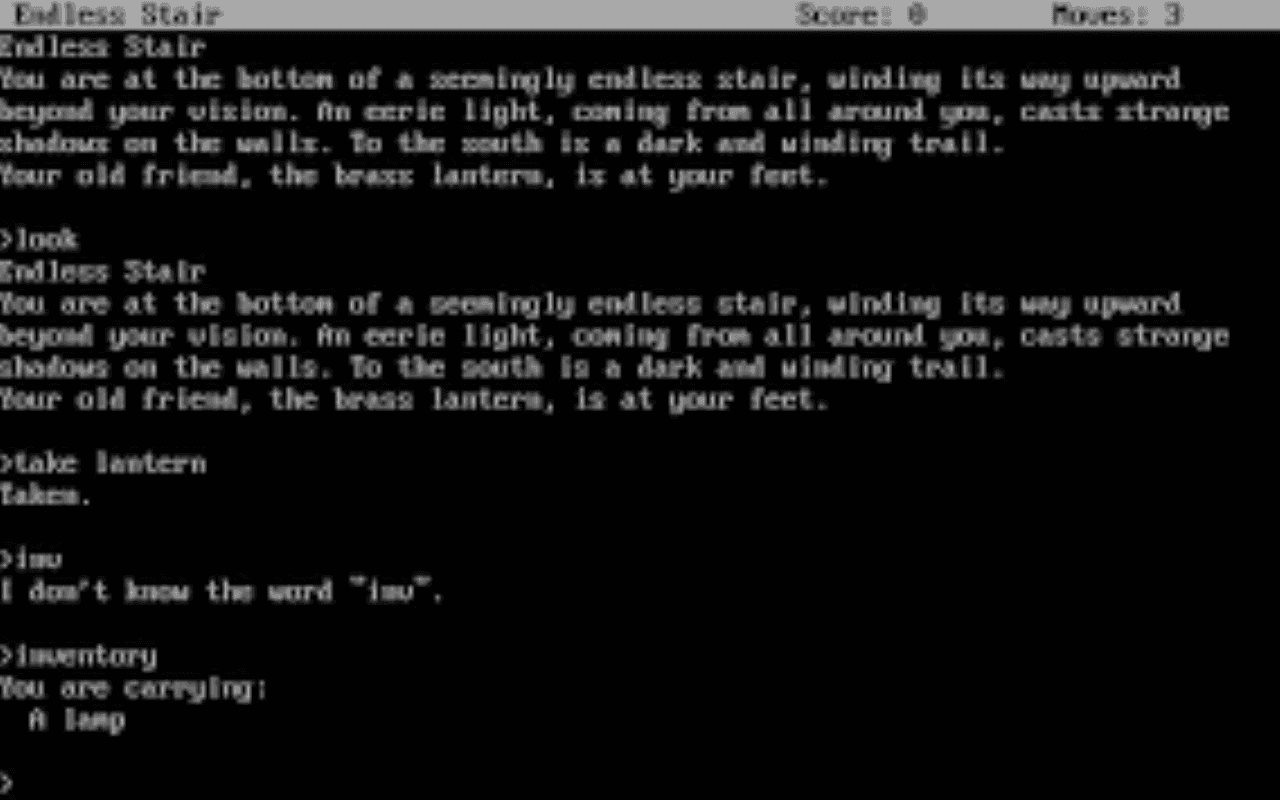 Gameplay screen of Zork III: The Dungeon Master (2/4)