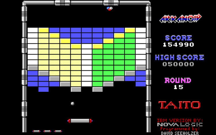 Gameplay screen of Arkanoid (1/8)