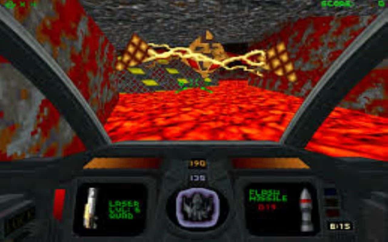 Gameplay screen of Descent II (4/8)