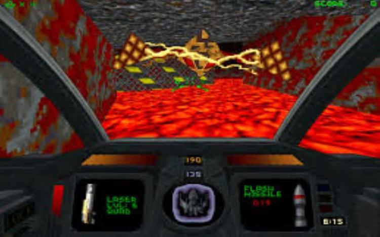 Gameplay screen of Descent II (4/8)