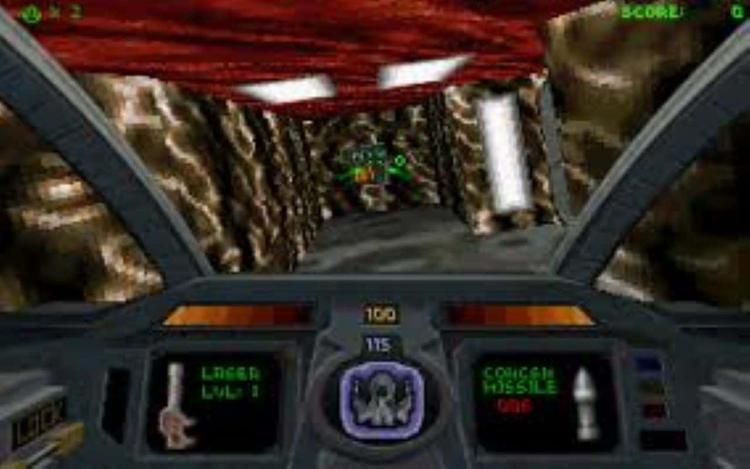 Gameplay screen of Descent II (3/8)