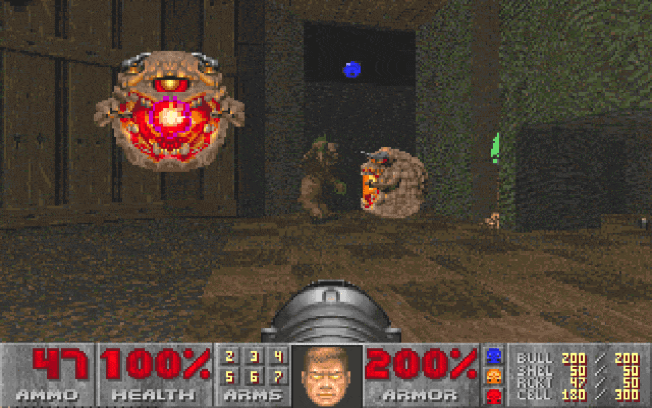 Gameplay screen of DOOM II (7/8)