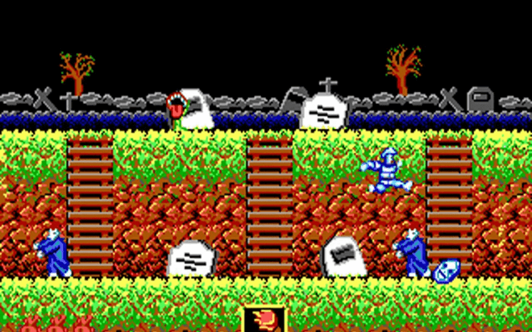 Gameplay screen of Ghosts 'N Goblins (1/4)