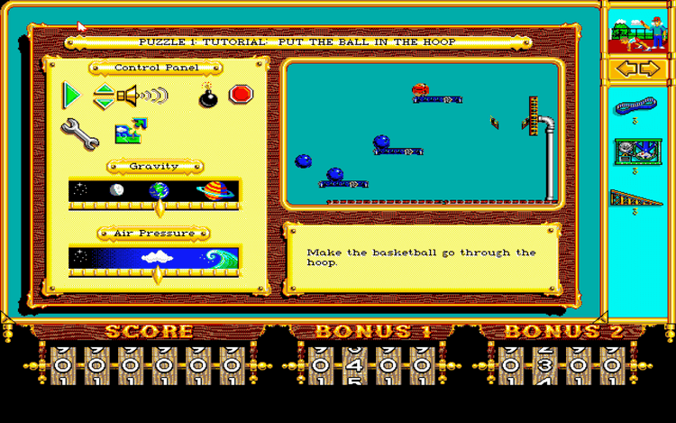 Gameplay screen of The Incredible Machine (1/8)