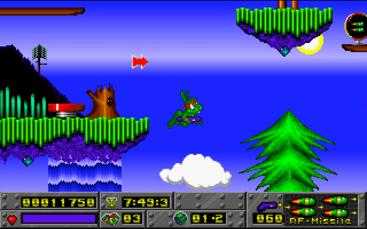 Gameplay screen of Jazz Jackrabbit (5/8)