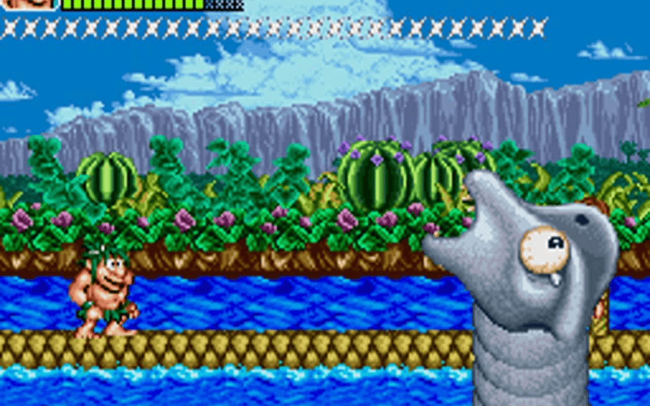 Gameplay screen of Joe & Mac: Caveman Ninja (2/4)