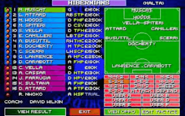 Gameplay screen of Sensible World of Soccer (8/8)