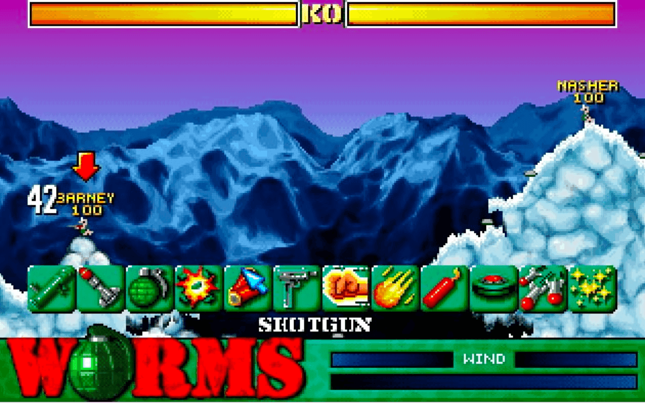 Gameplay screen of Worms (4/8)