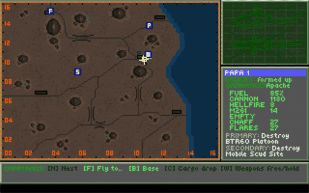 Gameplay screen of Gunship 2000 (1/8)