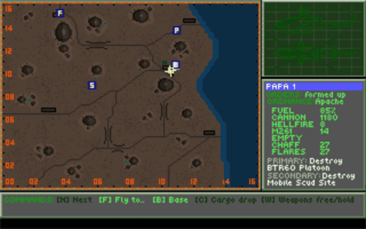 Gameplay screen of Gunship 2000 (1/8)
