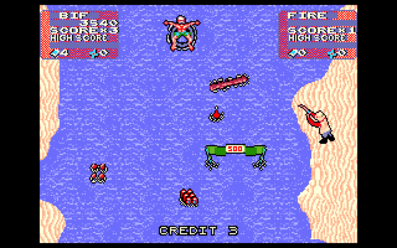 Gameplay screen of Toobin' (2/4)