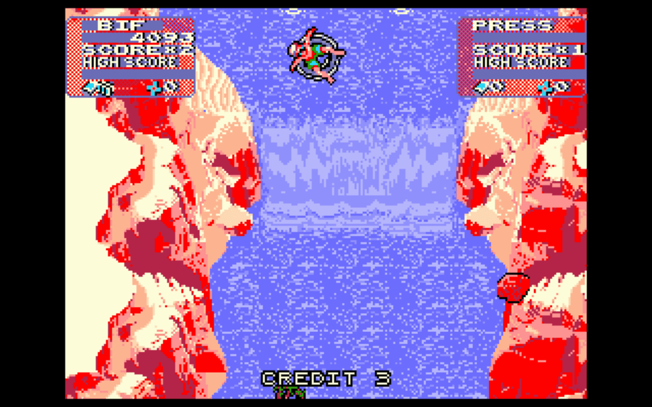 Gameplay screen of Toobin' (3/4)