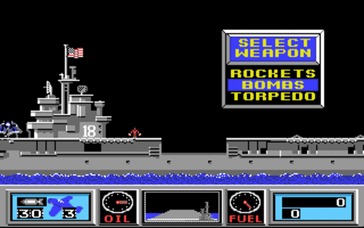 Gameplay screen of Wings of Fury (2/8)
