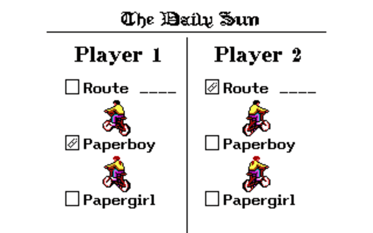 Gameplay screen of Paperboy 2 (3/8)