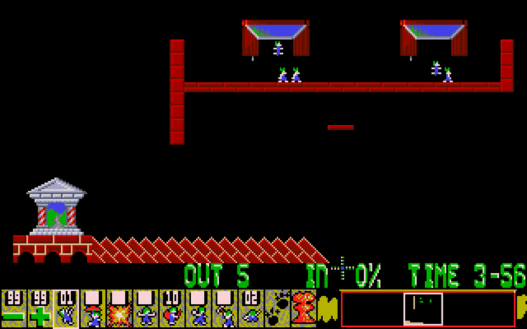 Gameplay screen of Oh No! More Lemmings (5/8)