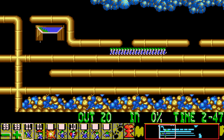 Gameplay screen of Oh No! More Lemmings (7/8)