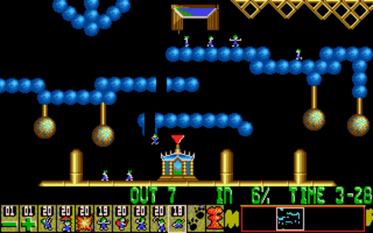 Gameplay screen of Oh No! More Lemmings (1/8)