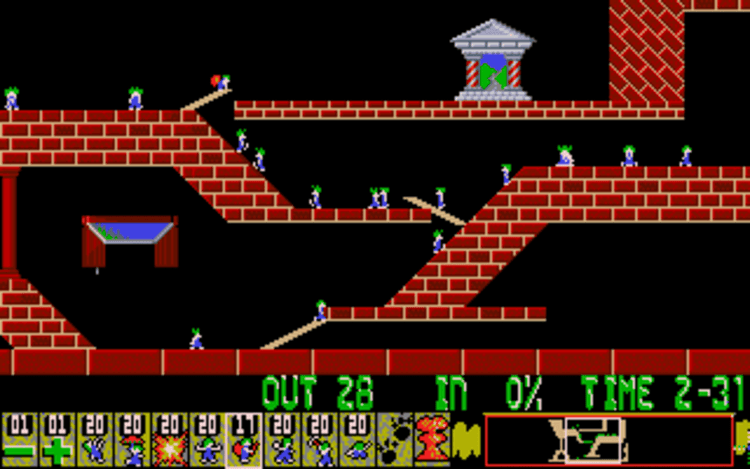 Gameplay screen of Oh No! More Lemmings (3/8)