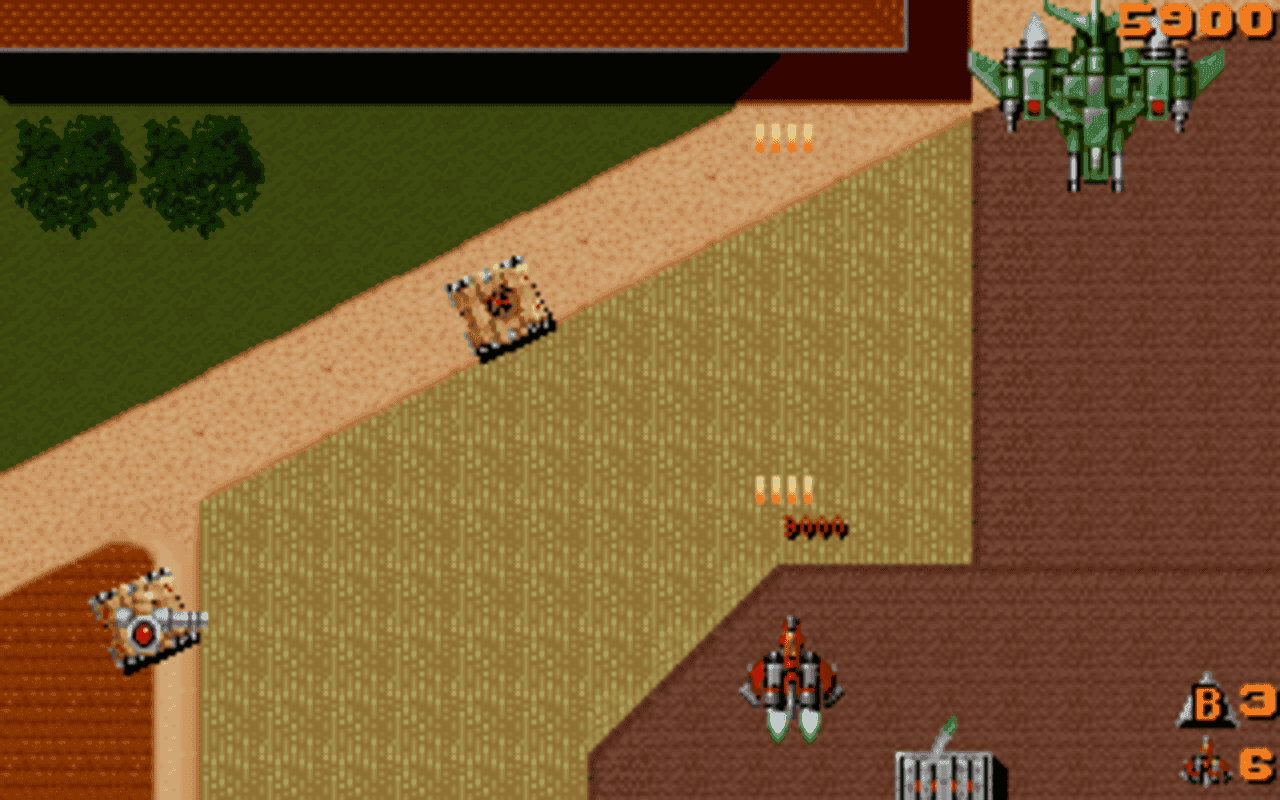 Gameplay screen of Raiden (2/8)