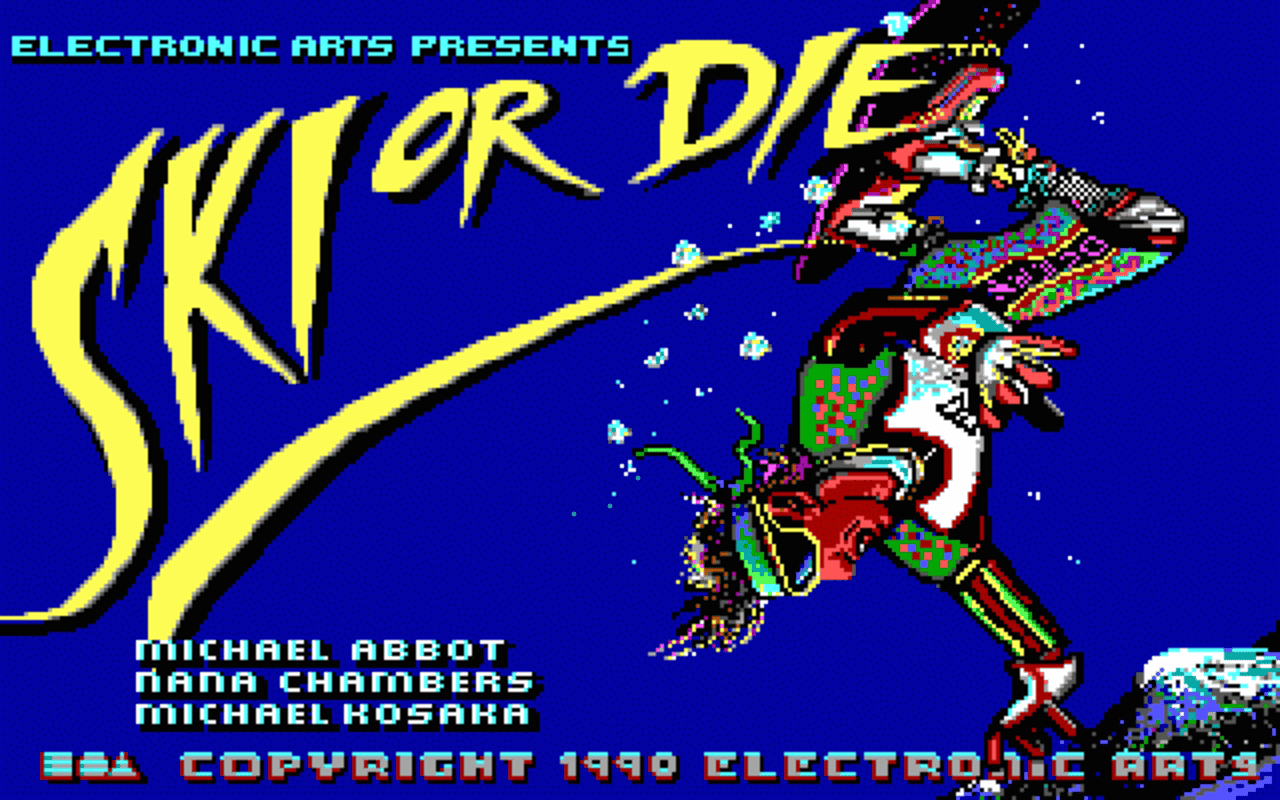 Gameplay screen of Ski or Die (1/8)