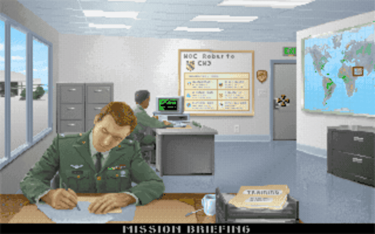 Gameplay screen of Gunship 2000 (3/8)