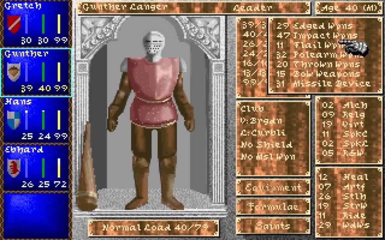 Gameplay screen of Darklands (5/8)